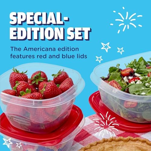 Rubbermaid TakeAlongs Special-Edition Americana 24-Piece Set of Food Storage Containers with Lids, Including Party Platter and Twist & Seal Container, QuikClik Seal, BPA-Free - Image 2