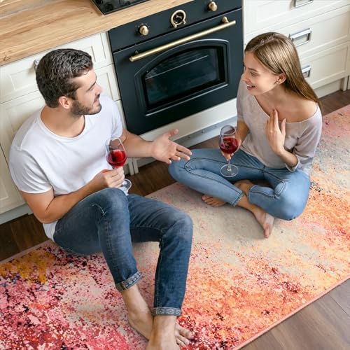 Toneed Washable 2x6 Non-Slip Abstract Runner Rug for Hallway Kitchen - Image 5