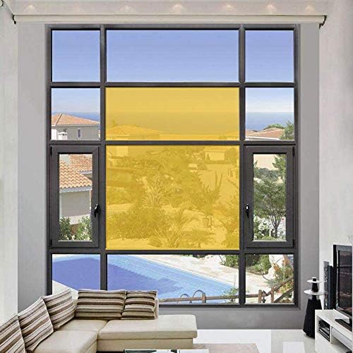 Transparent Decorative Window Film Anti UV Colorful Adhesive Vinyl Heat Insulation Solar Window Tinting Sheets Glass Film for Christmas Home Decoration, 35.4Inch x 10Feet, Yellow - Image 4