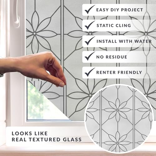 Daisy Window Privacy Film by Artscape - Textured Leaded Glass Design, Static Cling, Allows Natural Light in, UV Protection, Easy to Apply and Removable, Made in USA - 36 x 72 Inch - Image 2