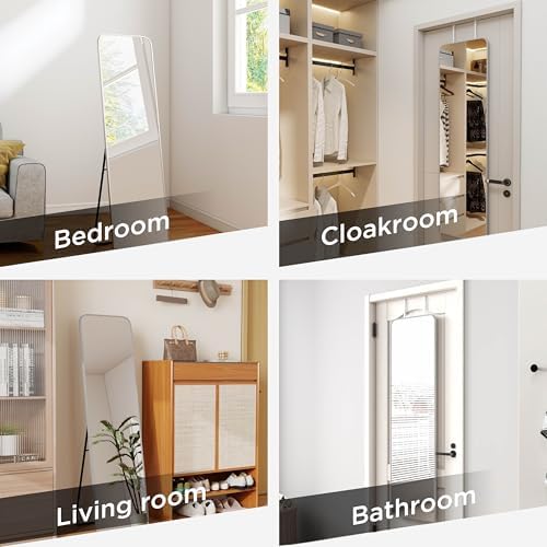 57x16" Full Length Mirror Floor Stand,Over the Door,Wall Mounted Silver - Image 3