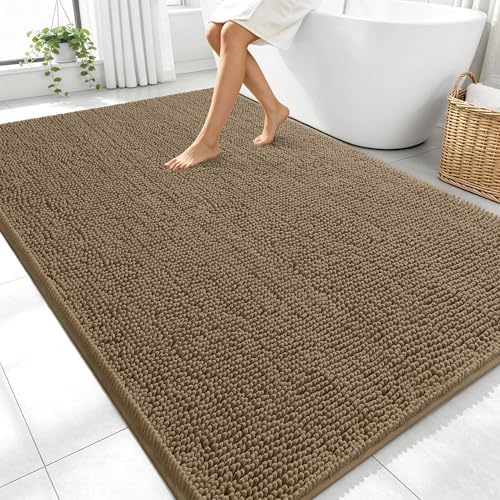 OLANLY Large Bathroom Rugs 70x46, Extra Soft Absorbent Chenille Bath Rugs by OLANLY