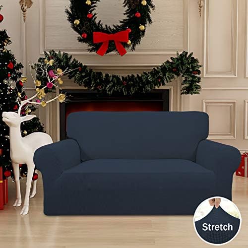 Easy-Going Stretch Loveseat Couch Covers Washable Dark Blue - Image 2