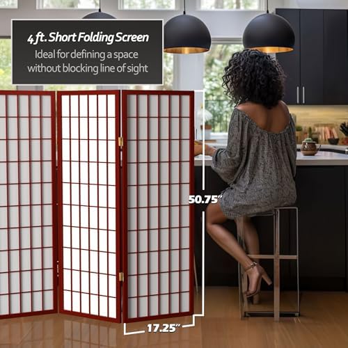 4 ft. Short Window Pane Shoji Screen - Rosewood - 6 Panels - Image 3