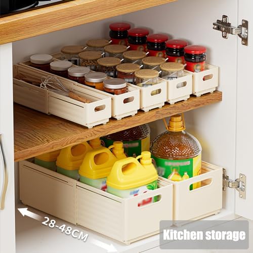 Foldable Storage Bins, 2 Pack Plastic Expandable Boxes for Organizing, Adjustable from 11-18.8" Drawer Organizers Separators Dividers for Bedroom Kitchen Utensils Tools Closet, Small - Image 3