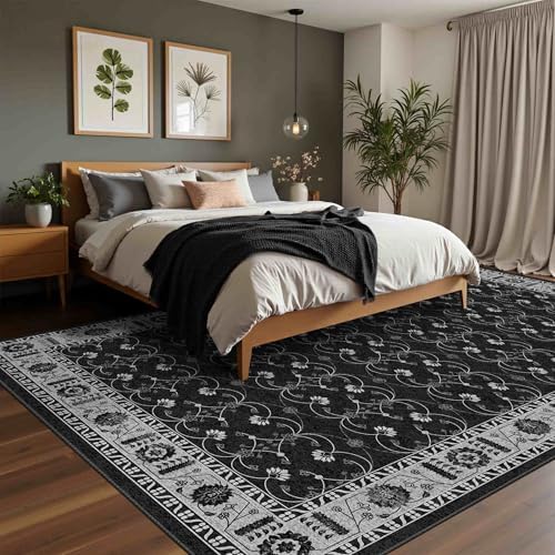 Rugxara Black Rug Area Rugs 5x7, Washable Rugs for Living Room - Image 4
