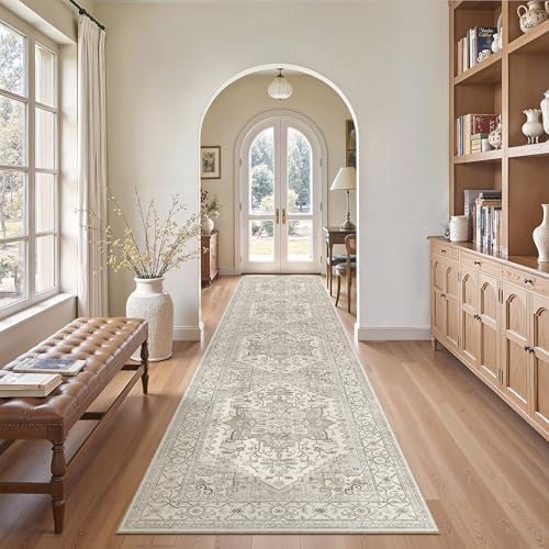 Madane Hallway Runner Rug 2'6''x12' Kitchen Runners Vintage, Beige/Brown by Madane