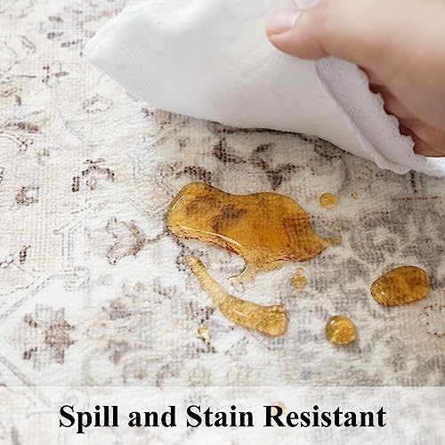 Hallway Washable Runner Rug - 3x10 Kitchen Rugs Entryway Rug Runner Vintage Soft Floor Mat Non Slip Indoor Farmhouse Carpet for Bathroom Living Room Bedroom (3 X 10, Beige) - Image 5