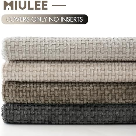 MIULEE Soft Decorative Chenille Pillow Covers Neutral 16x16 Pack of 4 - Image 6