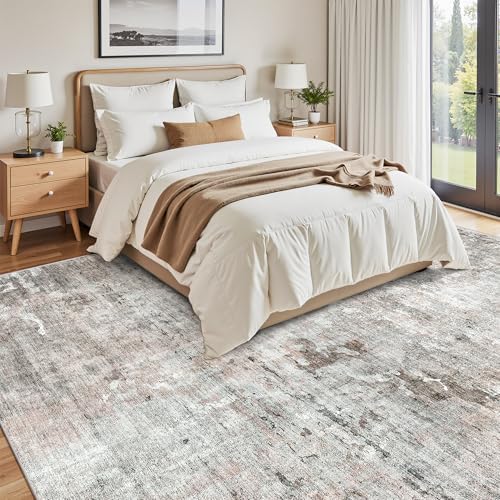 Soalmost Abstract Rug 8x10 Large Living Room Area Rugs Washable Pink/Grey - Image 3