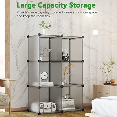 C&AHOME 6-Cube Storage Organizer Cube Shelf Closet Storage Bookcase, Grey - Image 3