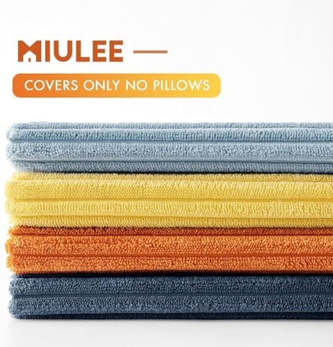 MIULEE Soft Corduroy Decorative Throw Pillow Covers Blue-Orange 20x20 - Image 7