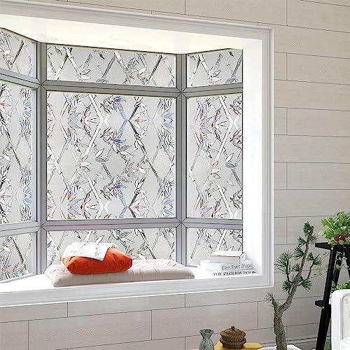 Window Privacy Film, 3D Stained Glass Film, Vinyl Decorative Window Decals, Static Cling Window Film Non-Adhesive Removable (17.5 x 157.4 inch) - Image 3