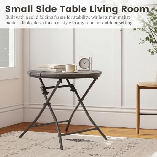 TeoKJ Folding Black Small Outdoor Side Tables, HDPS Patio Table - Image 7