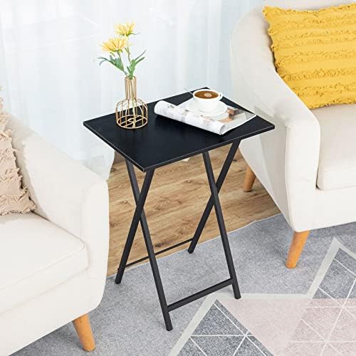 HOOBRO Folding TV Tray Table, Stable Snack Table for Small Space, Portable Sofa Side Table, Easy Assembly and Storage, Ideal for Snacks and Meals in Living Room, Black BK15BZ01 - Image 2