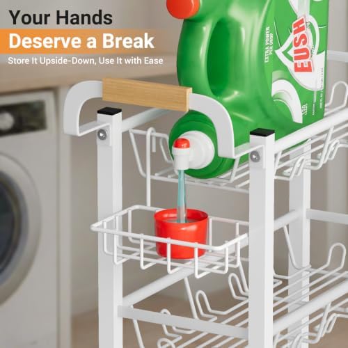 AOODA 4 Tier Laundry Room Cart with Top Detergent Holder, White - Image 3