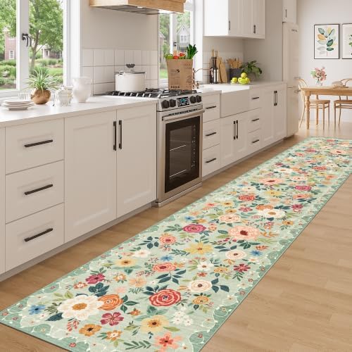DUKINO 3x16 Runner Rug for Hallway, Non Slip Long Washable Rug, Green - Image 3