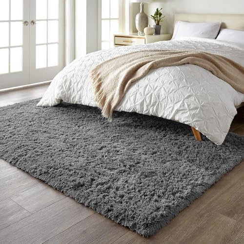 Ophanie 5x7 Area Rugs for Living Room Grey, Fluffy Shag Large Fuzzy Plush Soft Rug, Gray Shaggy Floor Big Carpets for Bedroom Nursery, Kids Home Decor Aesthetic with Over 99 pcs Pile fibers - Image 3