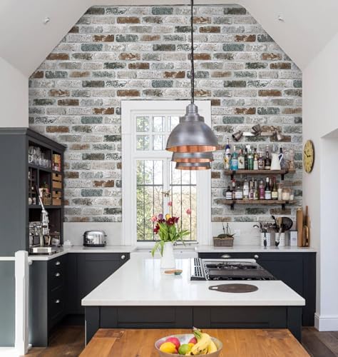 Guvana 17.3"×472.4" Brick Peel and Stick Wallpaper Brick Contact Paper | Red/Blue/Grey Self Adhesive Wallpaper 3D Brick Texture Contact Paper Vintage Removable Wall Paper for Livingroom Decor - Image 3