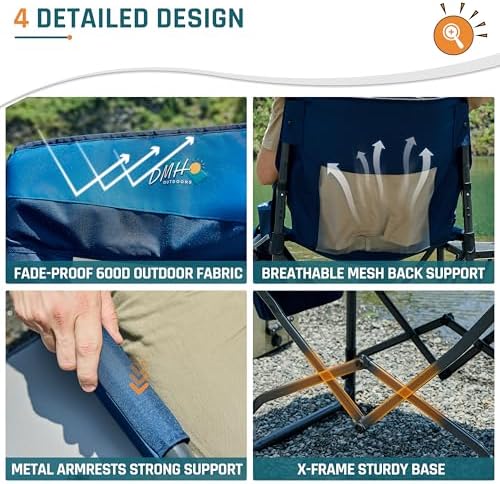 2 Pack Camping Directors Chair with Side Table & Breeze Mesh Backrest - Image 7
