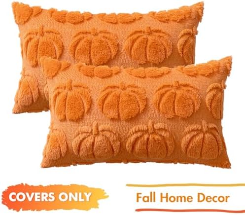 MIULEE Fall Pillow Covers Pumpkin Fall Decor Lumbar 12x20 Orange - Image 7