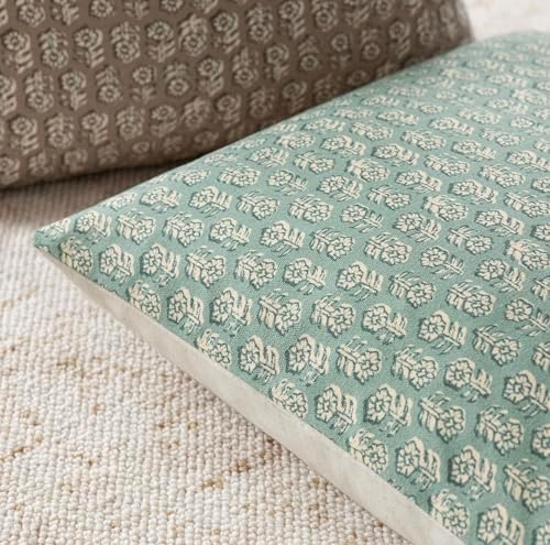 Foindtower Decorative Floral Print Throw Pillow Covers 22×22 Inch,Aqua Blue - Image 3