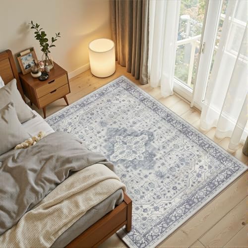 Rugxara 3x5 Entryway Rug,Grey Vintage Boho Bedroom Area Rug - Image 2