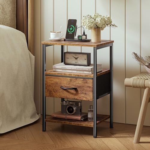SUPERJARE Nightstand Set of 2 with Charging Station, USB-C Port, End Tables - Image 2