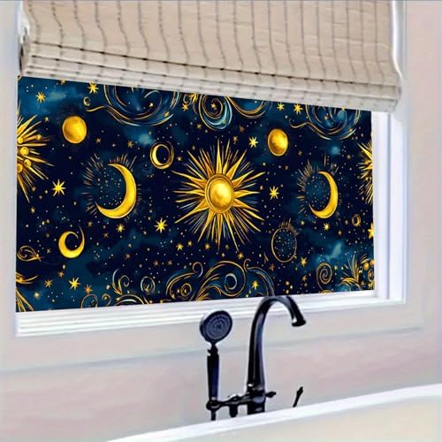 HOMETITUTE Star Moon Stained Glass Window Cling 39.3x17.7 Inch PVC - Image 5