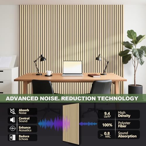 Acoustic Wall Panels, 4 Pack Wood Slat Wall Panel, Soundproof Wall Panels, 3D Textured Wall Decor for Ceiling and Wall, 23.6" x 47.2", in Oak Finish - Image 4