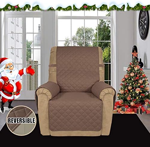 Easy-Going Recliner Sofa Slipcover Reversible Sofa Cover Water Resistant Couch Cover Furniture Protector with Elastic Straps for Pets Kids Children Dog Cat (Recliner, Brown/Beige) - Image 2