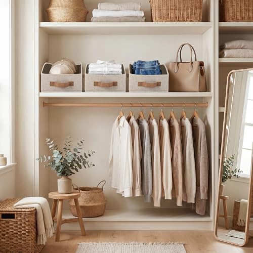 StorageWorks Closet Organizers Trapezoid, Brown and Beige, Medium, 3-Pack - Image 4