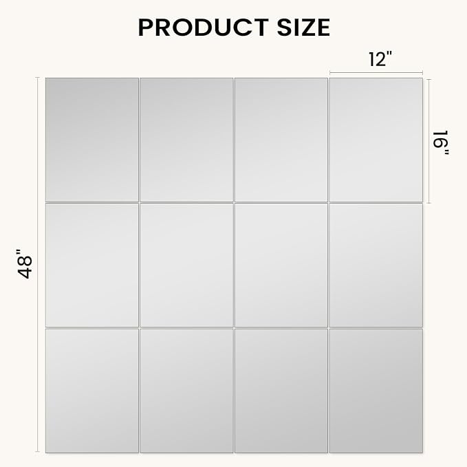 VASUHOME Large Mirror Tiles 16"x12" (12 Pack), Full Length Wall Mirrors for Home Gym, Garage, Bedroom, Living Room, Door – HD Reflection, Easy DIY Installation - Image 7