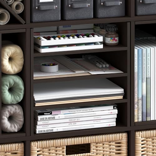 Furinno Cubicle 3-Shelf Cube Insert, 3-Tier Cube Organizer, Dark Oak - Image 6