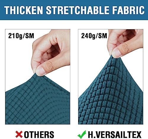 H.VERSAILTEX 3 Piece Stretch Sofa Covers for 2 Cushion Loveseat Couch Covers for Living Room Sofa Slipcovers (Base Cover Plus 2 Seat Cushion Covers) Thicker Jacquard Fabric(Medium Sofa, Deep Teal) - Image 3
