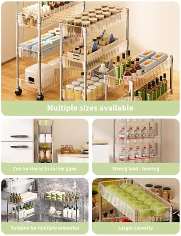 Sooyee Slim Clear 3-Tier Plastic Rolling Utility Cart with Wheels - Image 4