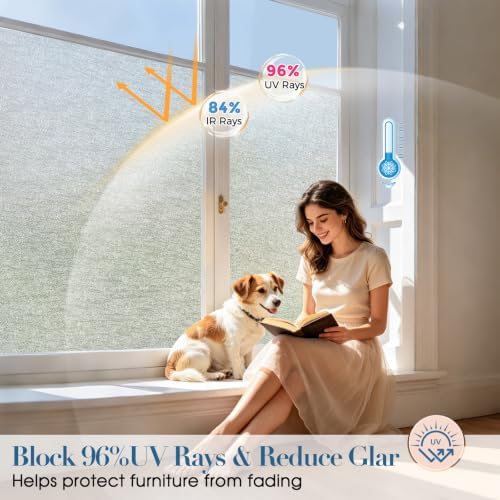 Windimiley Frosted Glass Window Privacy Film, Textured,23.6" x 78.7" - Image 5