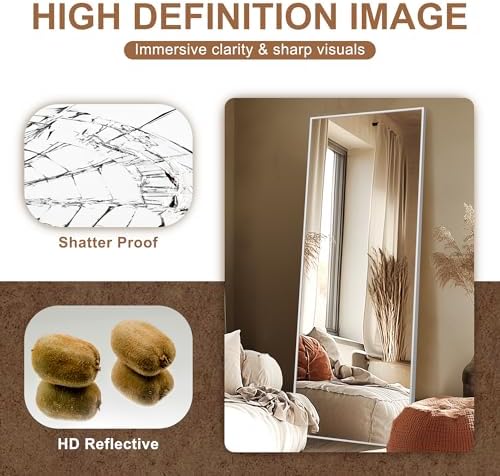 Delma Full Length Mirror with Stand, 69x24 Silver Floor Mirror - Image 4