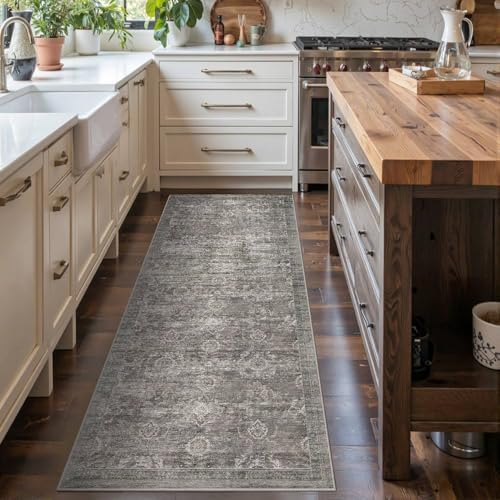 Rugxara 2x5 Washable Runner Rug for Hallway Kitchen Entryway, Taupe/Grey - Image 3