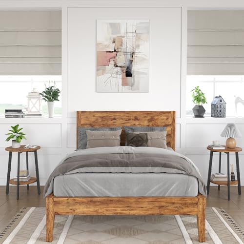 sthmec Side Table, Small Round End Table with Storage Shelf for Small Space, 2-Tier Bedside Table Sofa Couch Table, Round Accent Table Nighstands for Living Room, Bedroom, Rustic Brown - Image 6