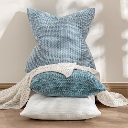 MIULEE Decorative Couch Throw Pillow Covers 18x18 Inch Light Blue 2 Pack - Image 4