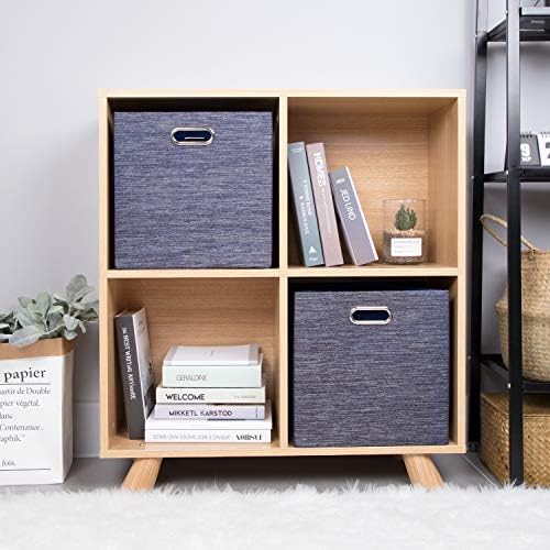 Posprica Storage Cube Basket Bins,13×13 Foldable Storage Containers for Shelf Cabinet Bookcase Boxes,Thick and Heavy Duty Fabric Drawer (4pcs, blue) - Image 5