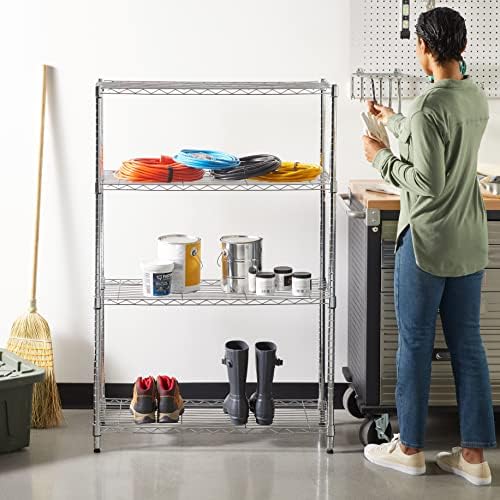 Amazon Basics 4-Shelf Adjustable Heavy Duty Steel Wire Rack Storage Shelving Unit for Kitchen, Garage, Easy Assembly, 350 lbs Per Shelf, 36" x 14" x 54", Chrome Silver - Image 2