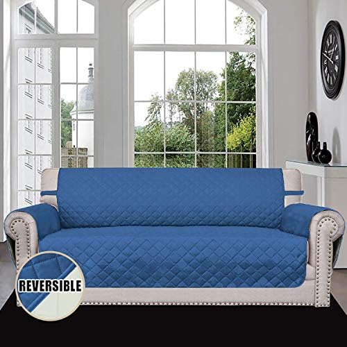 Easy-Going Reversible Couch Cover, 3 Cushion Sofa, X-Large, Blue/Ivory - Image 2