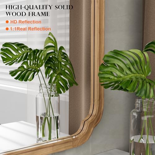 WallBeyond 28" x 40" Rounded Corner Arch Wall Mirror with Wood Frame for Entryway, Living Room or Bedroom Home Decor - Light Woodgrain [28 x 40 inches, Honey-Colored] - Image 5