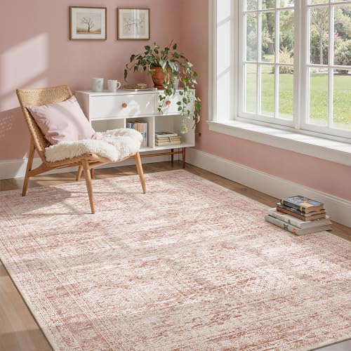 Soalmost 6x9 Area Rug for Living Room Washable Rugs Non-Slip Pink by Soalmost
