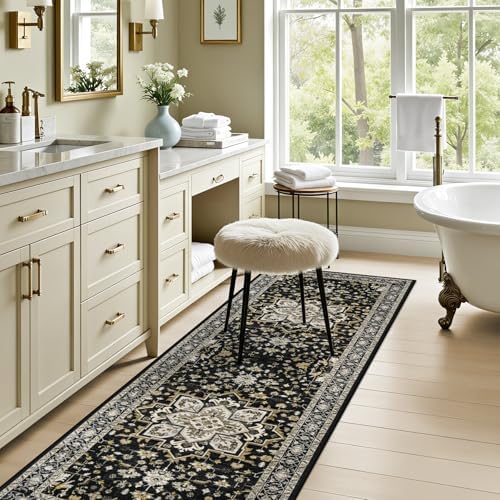 Hallway Runner Rug: 2.6x8 Kitchen Rugs for Living Room Black Gold - Image 6