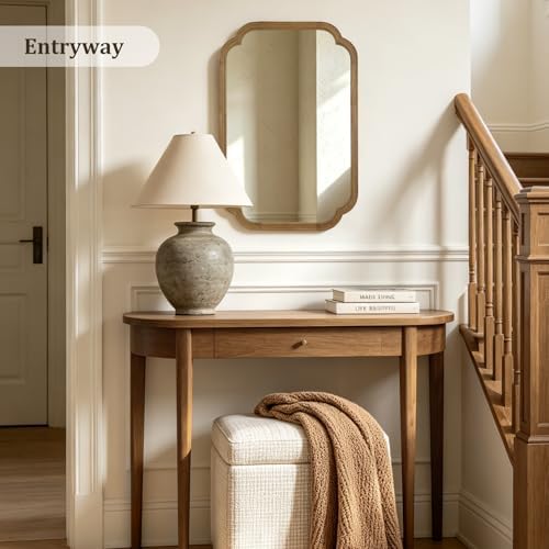 WallBeyond 20" x 30" Wood Mirror Rounded Corner Arch Wall Mirror with Wood Frame for Entryway, Living Room or Bedroom Home Decor [20" x 30" Natural Color] - Image 4