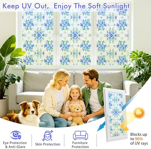 SOMWISE Frosted Window Privacy Film, Decorative Sun Heat Blocking, Anti UV - Image 4