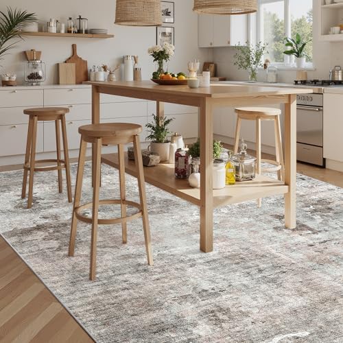 Soalmost Abstract Rug 8x10 Large Living Room Area Rugs Washable Pink/Grey - Image 4